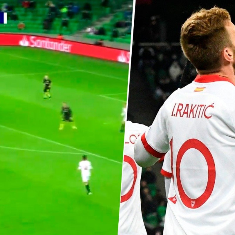 El sueño de todos: agarrar el balón de volea como Rakitic contra Krasnodar