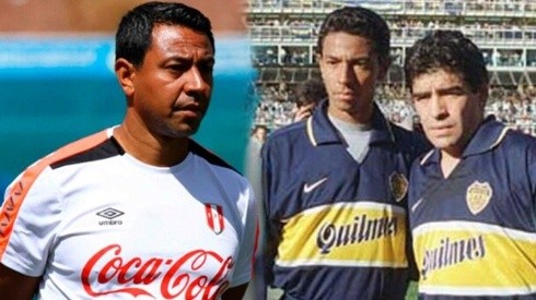 Nolberto Solano estuvo en la despedida de Diego Maradona.