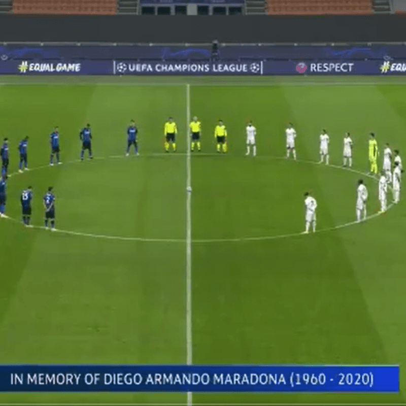 Video: el minuto de silencio en Inter vs Real Madrid en honor a Diego Maradona