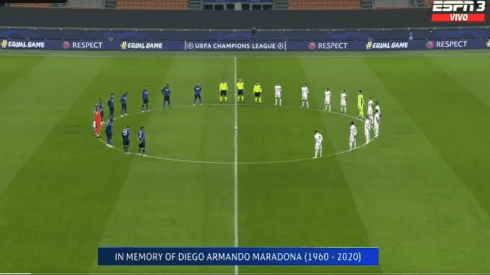 Foto del minuto de silencio entre Real Madrid y Inter.