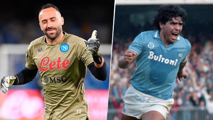 David Ospina y Diego Maradona.