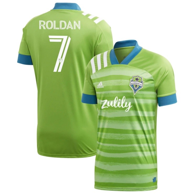 Camiseta de Cristian Roldán de Seattle Sounders (mlsstore.com).