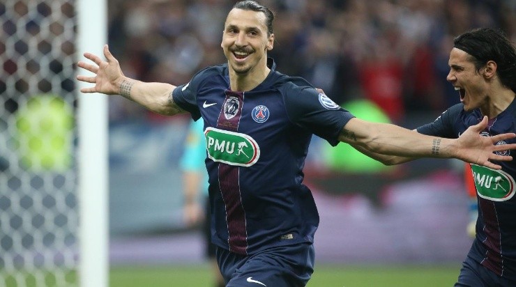 Zlatan Ibrahimović scoring for PSG. (Getty)