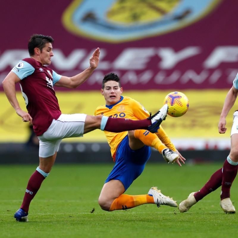 Everton no pasó del empate contra el Burnley con James y Mina los 90 minutos