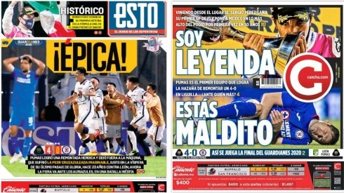 Este lunes, los principales medios deportivos de México reflejaron, en sus portadas, el histórico triunfo de Pumas UNAM ante Cruz Azul por las semifinales de la Liguilla