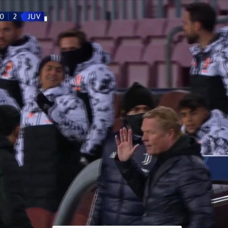 La burla viral de Dybala a Koeman en pleno Barcelona-Juventus