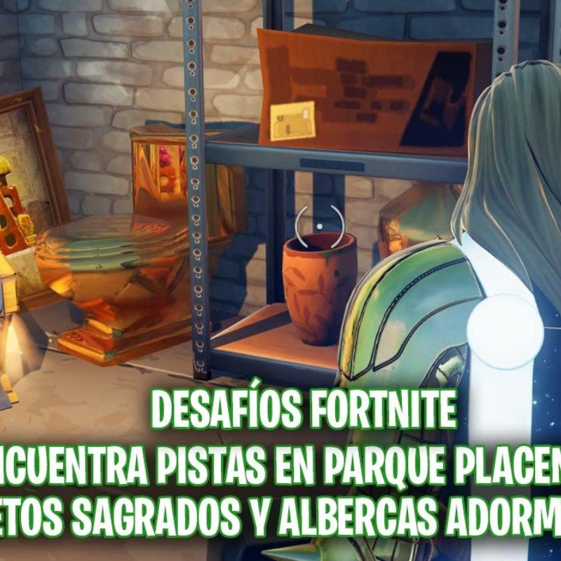 Como encontrar las pistas en Parque Placentero, Setos Sagrados y Albercas Adormecidas - Fortnite