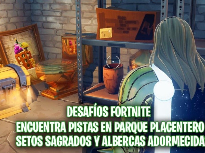 Desafíos Fortnite | Encuentra pistas en Parque Placentero, Setos Sagrados y Albercas  Adormecidas