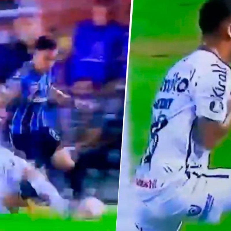 Video: jugador del Santos fue al suelo, ganó y festejó como un gol frente al banco