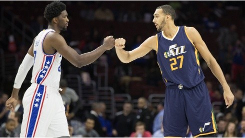 Joel Embiid (left) and Rudy Gobert (right). (Getty)
