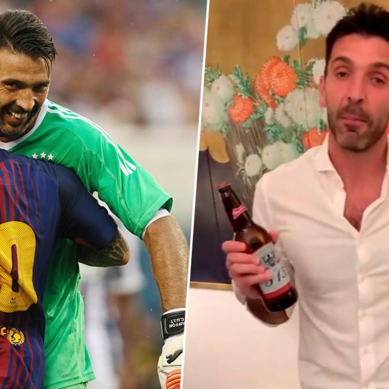 La reacción de Buffon cuando le mandaron dos cervezas por los goles que Messi le marcó