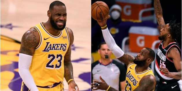 NBA LeBron James received two heads from Derrick Jones Jr. in the Lakers vs. Blazers [Video]