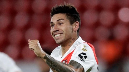 Gonzalo Montiel festejando un gol en River.