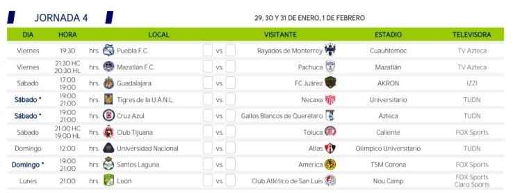 Liga MX 2021 Matchday 4. (ligamx.net)