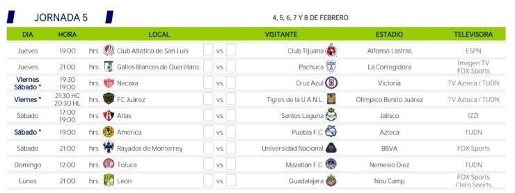 Liga MX 2021 Matchday 5. (ligamx.net)