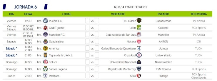 Liga MX 2021 Matchday 6. (ligamx.net)