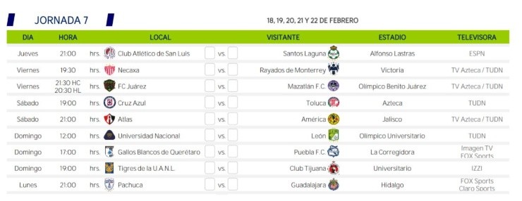 Liga MX 2021 Matchday 7. (ligamx.net)