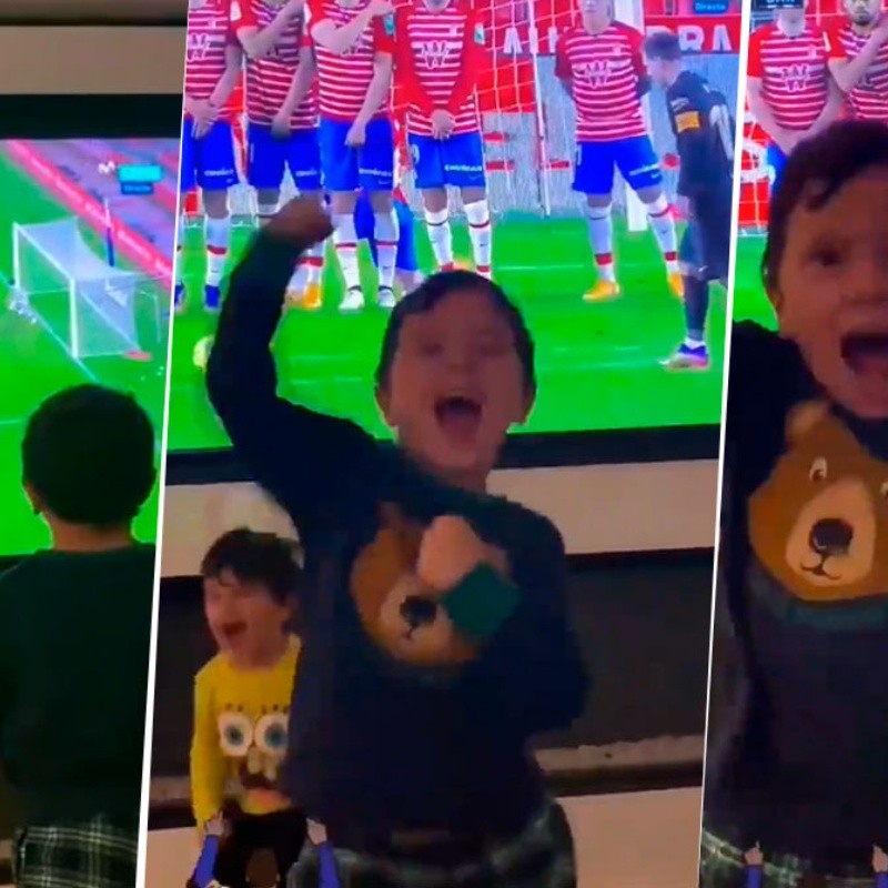 Morimos de amor: así festejaron los hijos de Messi el golazo de tiro libre