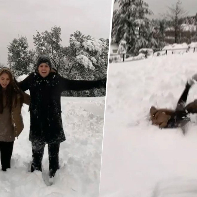 Qué loquillo: Santiago Arias le clavó la cara a su hermana en la nieve