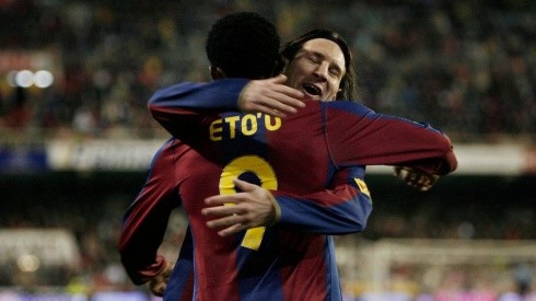 Eto'o y Messi, juntos en Barcelona.