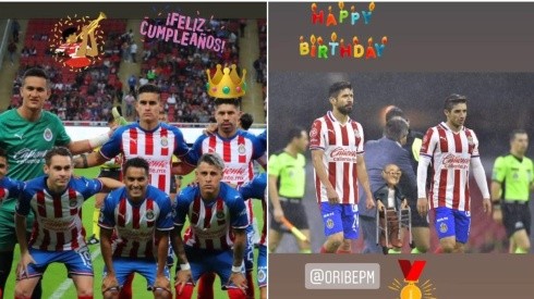 Los jugadores de Chivas de Guadalajara saludaron a Oribe Peralta por su cumpleaños 37