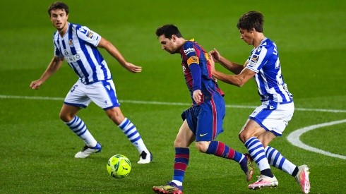 Barcelona and Real Sociedad clash in a very entertaining game. (Getty)