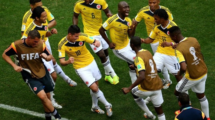 James Rodríguez y Pablo Armero comandaron cada celebración de gol cafetero. Fuente: Adam Pretty