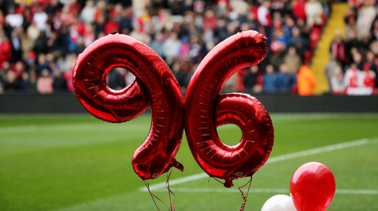 Los globos reflejan el número de decesos en Hillsborough. Fuente: Getty Images