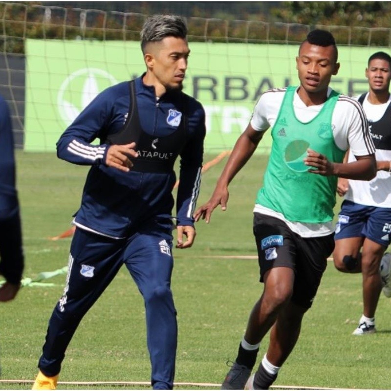 Primer entrenamiento de Fernando Uribe en su regreso a Millonarios