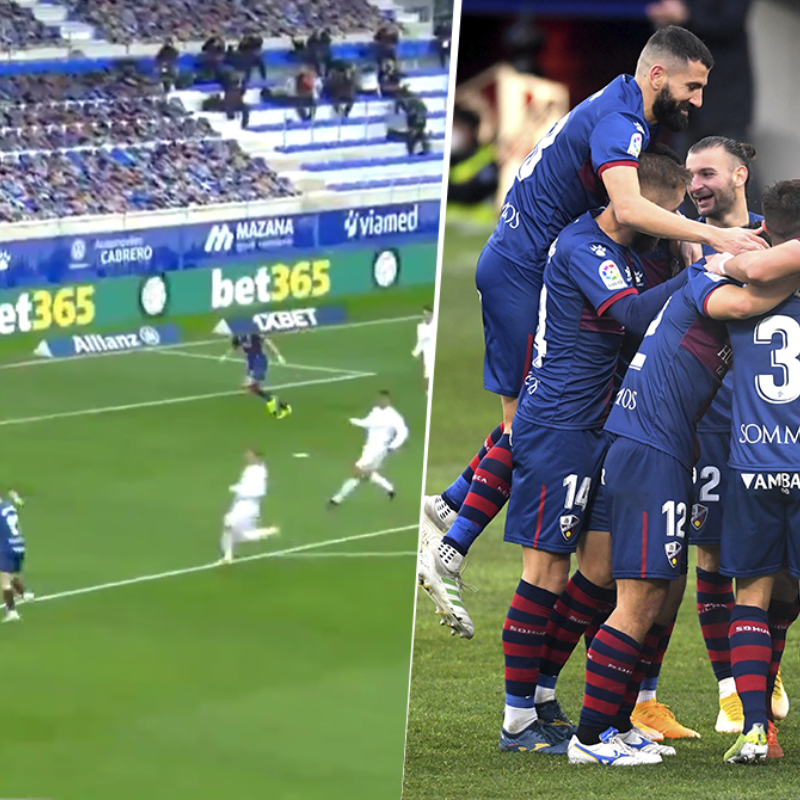 Video: Javi Galán hizo un gol de otro partido para que Huesca le gane al Madrid