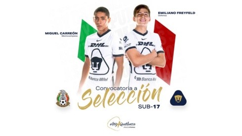 Emiliano Freyfeld y Miguel Carreón convocados a la Selección de México Sub 17.