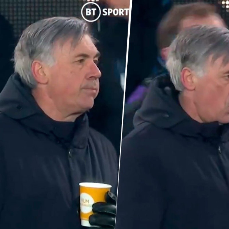 La reacción viral de Ancelotti al gol del Everton para el 5-4 ante Tottenham