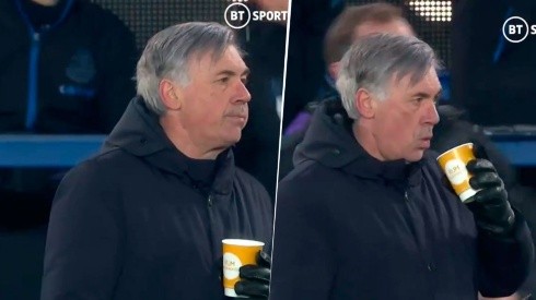 La reacción viral de Ancelotti al gol del Everton para el 5-4 ante Tottenham