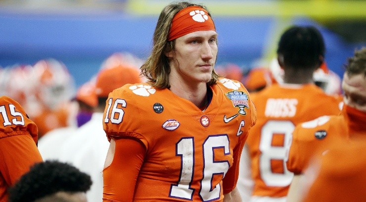 Trevor Lawrence of the Clemson Tigers looks on against the Ohio State Buckeyes. (Getty)