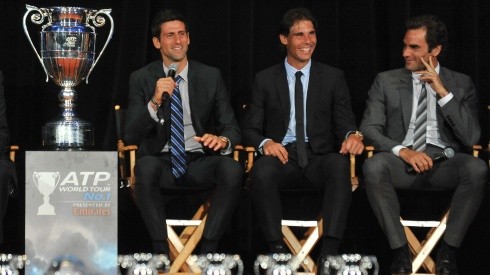 Novak Djokovic (left), Rafael Nadal (centre), and Roger Federer (right). (Getty)