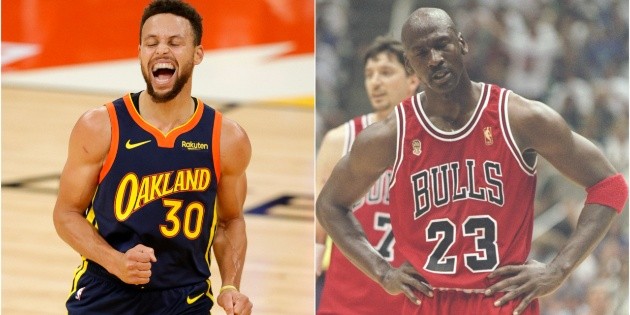 NBA NBA Stephen Curry alcanzara and Michael Jordan and the point of the point and the tiros de campo