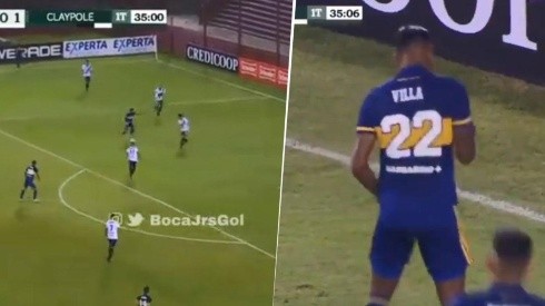 Villa hizo el gol del empate para Boca ante Claypole... y se puso a bailar