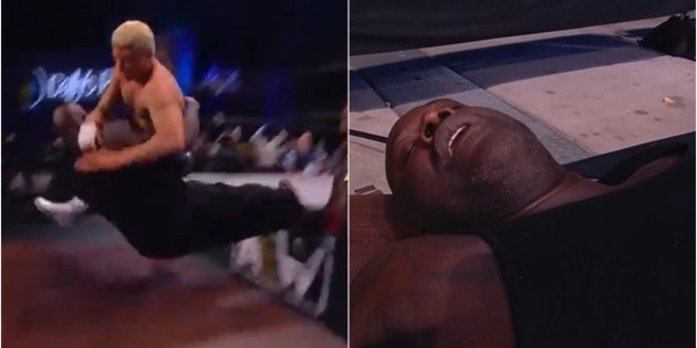 NBA | [VIDEO] Shaquille O’Neal sufrió terrible golpe en lucha libre |  AEW