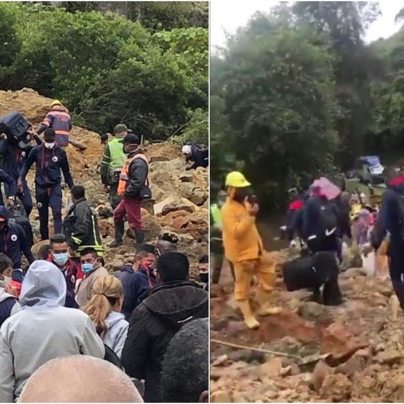 Insólito: jugadores del Deportivo Pasto tuvieron que pasar a pie un derrumbe