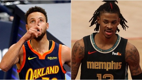 Stephen Curry (left) of the Golden State Warriors and Ja Morant (right) of the Memphis Grizzlies. (Getty)