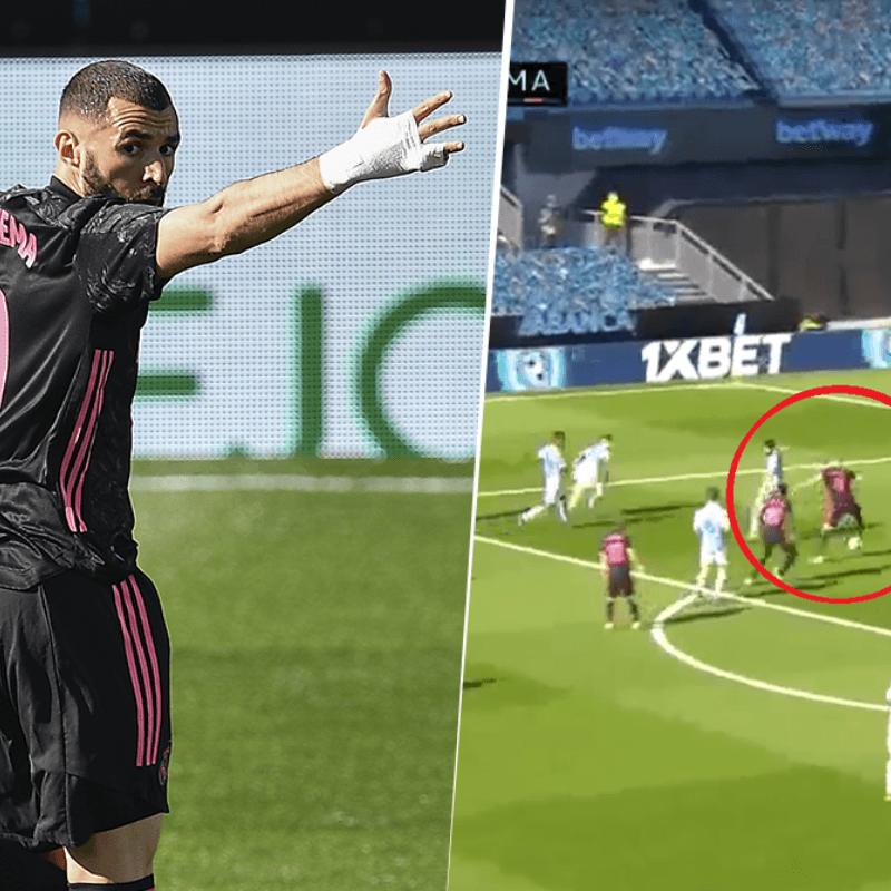 Video: a Benzema le dieron un metro, la puso al lado del palo y destrabó el partido ante el Celta