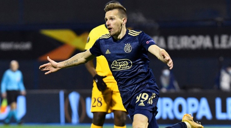 Mislav Orsic of Dinamo Zagreb celebrates after scoring against Tottenham. (Getty)