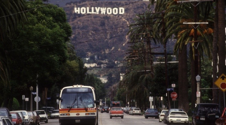 A general view of the famous Hollywood sign in Los Angeles. (Getty)