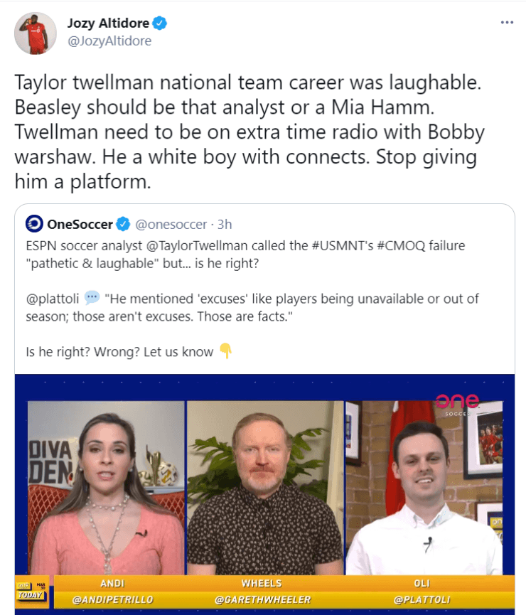 Jozy Altidore’s tweet (Twitter).
