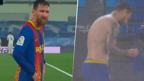 Video: Messi temblaba de frío y tuvo que salir de la cancha para sacarse la camiseta mojada