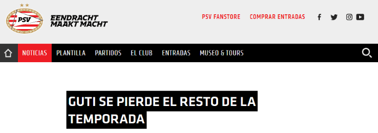 PSV informó lesión de Erick Gutiérrez