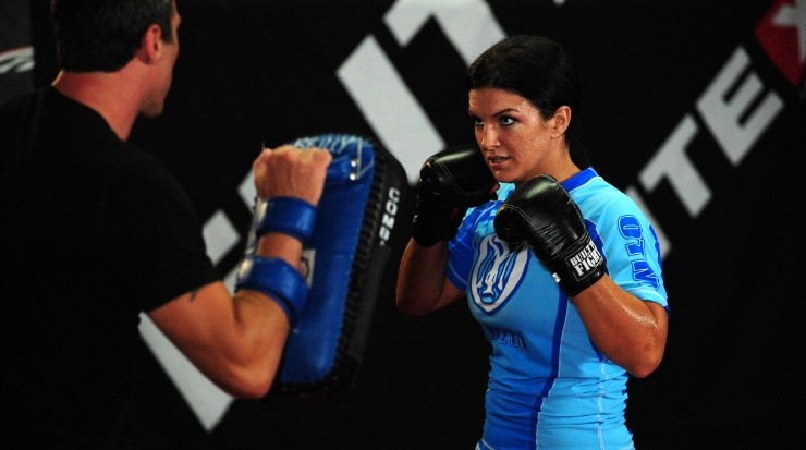 MMA Superstar Gina Carano during the Workout/Media Day with Kimbo Slice (Getty)