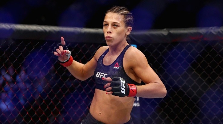 Joanna Jedrzejczyk of Poland enters the ring for her UFC women&#039;s strawweight championship bout (Getty)