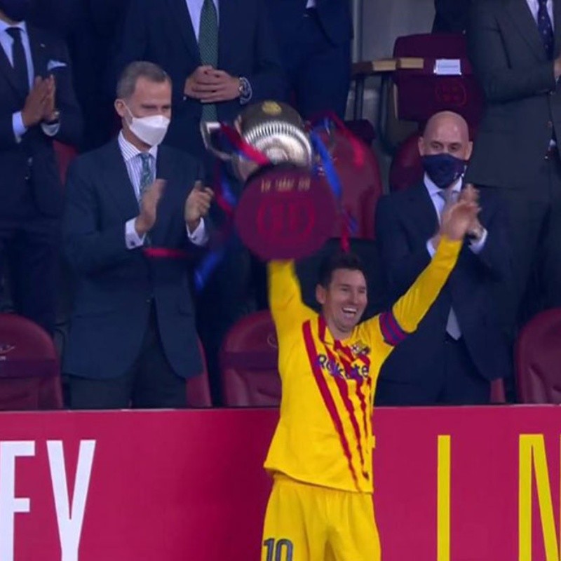 Video viral: la felicidad de Messi al levantar la Copa del Rey