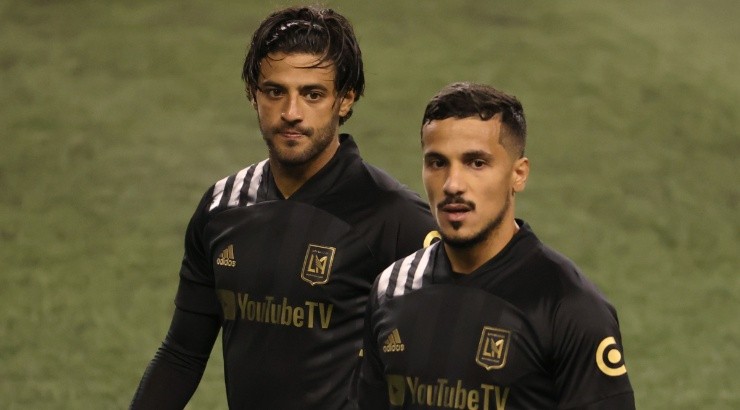 Carlos Vela (left) and Mohamed El-Munir (right) of Los Angeles FC. (Getty)